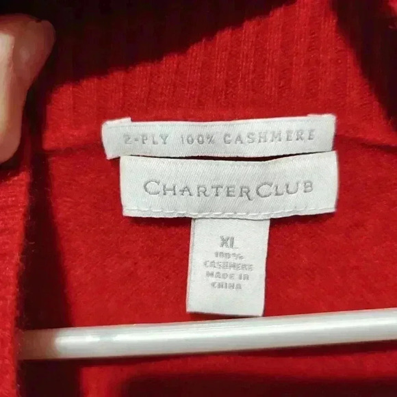Cashmere Sweater Charter Club XL V-Neck Red Soft Like New - Picture 4 of 7